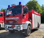 =Iveco Magirus als Rüstwagen der Feuerwehr HÜNFELD steht auf dem Ausstellungsgelände anl.