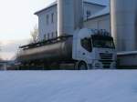 Am Morgen,vom 05.Februar 2012,stand Dieser IVECO-Milchlaster bei der Molkerei in Bergen/Rügen.