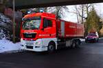 Feuerwehr Bad Vilbel MAN TGX WLF (Florian Vilbel 1-66-3) mit AB-Sonderlöschmittel am 31.01.26 bei einer Gefahrgutübung in Büdingen