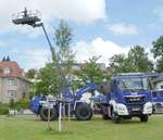 =MAN TGS 18.420-LKW steht auf der Präsentationsfläche der Rettungs- und Hilfsdienste, gesehen im Juni 2019 beim Hessentag in Bad Hersfeld