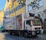 =MAN TGM-Kühlfahrzeug steht im Dezember 2023 in Lindau zur Kundenbelieferung