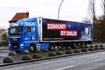 MAN TGX -Sattelzug, 'Reinert -Logistics', auf der Beusselbrücke in Berlin am 01.12.2018.