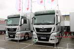 Zwei Audi Sport MAN TGX am 04.05.19 bei der DTM auf den Hockenheimring