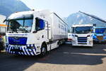 Ein MAN und Scania von Kasag am 27.6.26 beim Trucker Festival Interlaken.
