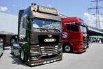 MAN Zugmaschine von Janser und ein MAN FC Bayern am 20.6.26 bei L�ndle Truckshow Bludesch.