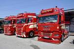Eine MAN und zwei Scania Zugmaschinen von Hans Kirn am 20.6.26 bei der L�ndle Truckshow.