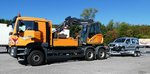 =MAN TGS 26.400 als Baggerfahrzeug der Firma  Echle exakt Bagger  rastet im September 2016 auf dem Autohof Fulda-Nord.