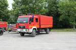 Feuerwehr Aschaffenburg MAN GW Dekon am 24.07.21 auf dem Festplatz nach der Ankunft des Hilfeleistungskontingent Hochwasser/Pumpen Aschaffenburg aus dem Katastrophengebiet in Rheinland Pfalz 