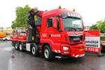 SAFAR Schwertransporte MAN TGM mit Palfinger Kran am 15.07.23 in Frankfurt am Main mit dem Namen Optimus