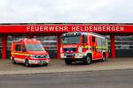 Feuerwehr Nidderau Heldenbergen MAN TGW ELW (Florian Nidderau 1-11-1) und MAN TGM HLF20 (Florian Nidderau 1-46-1) am 17.02.24 bei einen Fototermin.