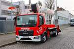 miet Mateco MAN TGL Arbeitsbühne am 17.01.26 in Frankfurt am Main Osthafen