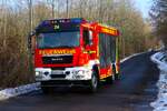 Feuerwehr Büdingen MAN TGM 18.340 TLF4000 (Florian Büdingen 1/24) beim Abrücken am 31.01.26 nach einer Großübung in Büdinger Gewerbegebiet