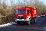 Feuerwehr Ortenberg MAN GW-L beim Abrücken am 31.01.26 nach einer Großübung in Büdinger Gewerbegebiet