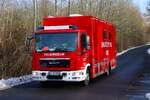 Feuerwehr Echzell MAN TGL 12.220 ELW 2 Wetteraukreis beim Abrücken am 31.01.26 nach einer Großübung in Büdinger Gewerbegebiet