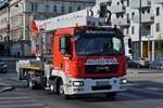 MAN mit Hebeb�hnenaufbau, von Maltech, aufgenommen in Wien.