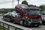 Ein MB Actros Autotransporter von Galliker am 10.9.26 bei Grauholz.