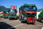 Ein MAN, MB und Scania von Riget Recycling am 27.6.26 beim Trucker Festival Interlaken.