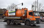 Arkadas Umwelt Logistik GmbH mit einem älteren MB ACTROS Abwasserspülfahrzeug am 20.12.23 Berlin Marzhan.
