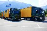 Ein MB Actros H�ngerzug und Renault Sattelzug von Wespe am 27.6.26 beim Trucker Festival in Interlaken.