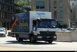 Mercedes mit Kastenaufbau unterwegs in Schaan/FL am 30.04.2026