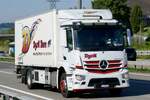 Ein MB Actros mit Kastenaufbau von Dysli am 11.9.26 bei Grauholz.