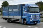 Ein MB Actros mit Pritschenaufbau von Brauch am 10.9.26 bei Grauholz.