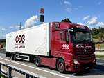 Ein MB Actros Sattelzug von CHR. Cavgen am 5.9.25 beim Grauholz.
