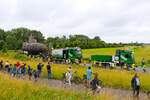 Spedition Kübler Mercedes Benz Actros und MAN TGX am 30.06.24 beim U-Boot Schwertransport in Speyer