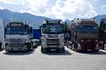 Actros, Scania und Volvo Zugmaschinen von Gebhardt und Menhart am 20.6.26 bei der L�ndle Truckshow.
