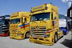 Eine MB Actros und Scania Zugmaschine von Wohlwend am 20.6.26 bei der L�ndle Truckshow.
