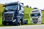 MB Actros Zugmaschine von L�derach und Scania Zugmaschine von Krummen Kerzers am 29.8.26 beim Diemtigtaler Truck Treff.