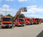 Feuerwehr Langenselbold Mercedes Benz Atego LF10, Atego DLK, Atego LF20 und das neue MAN TGM StlF am 18.08.19 beim Tag der offenen Tür 