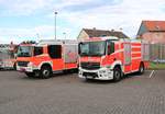 Feuerwehr Aschaffenburg Mercedes Benz Atego HLF und Arocs TLF4000 am 29.09.19 beim Tag der offenen Tür
