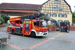 Feuerwehr Hattersheim Mercedes Benz Atego DLK 23/12 am 11.09.21 bei der 112 Jahre Feier auf dem Markplatz