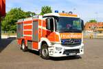 Feuerwehr Aschaffenburg Mercedes Benz Arocs TLF4000 (Florian Aschaffenburg 1/23-1) am 01.07.23 bei einen Fototermin.