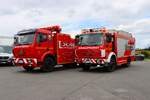 Mercedes Benz 2633 LKW Abschlepper mit Brechtel Aufbau und Mercedes Benz 1222 4x4 R�stwagen (ehemalig Feuerwehr Nauheim) Abschleppdienst Loosen am 14.06.26 bei einen Fototermin. Danke f�r das tolle Shooting