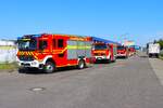L�schfahrzeuge der Feuerwehr Hanau am 20.06.26 bei einer Gro��bung in Hafen