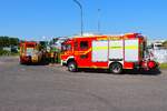 L�schfahrzeuge der Feuerwehr Hanau am 20.06.26 bei einer Gro��bung in Hafen