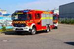 L�schfahrzeuge der Feuerwehr Hanau am 20.06.26 bei einer Gro��bung in Hafen