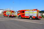 L�schfahrzeuge der Feuerwehr Hanau am 20.06.26 bei einer Gro��bung in Hafen