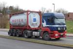 Mercedes AXOR Büteführ mit Tankcontainer HOYER EXSIF in Herten 26.02.2015