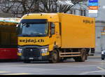Renault mit Kastenaufbau unterwegs in Biel am 06.02.2024