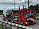 Ein Scania Autotransporter von Cotra am 11.9.25 beim Grauholz.