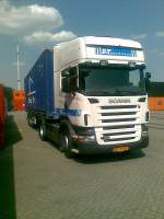 Scania Topline R380 mit Container in Venlo Mai 2008.