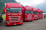 4 Scania von Martin Steiner am 24.6.17 am Trucker Festival in Interlaken.