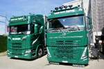 Ein Scania und Volvo von Schär Eggiwil am 2.5.26 beim Truck Event Huttwil.