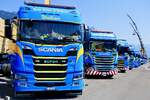 Mehrere Scanias von Martin Wittwer am 27.6.26 beim Trucker Festival in Interlaken.