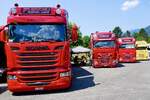 Ein Scania und zwei DAF von Fleischli am 27.6.26 beim Trucker Festival Interlaken.