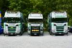 Drei Scania Homztransporter von Martin Schaller am 29.8.26 beim Diemtigtaler Truck Treff.