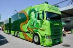 Der Scania H�ngerzug 'Shania Twain' von M�ller am 20.6.26 bei der L�ndle Truckshow.